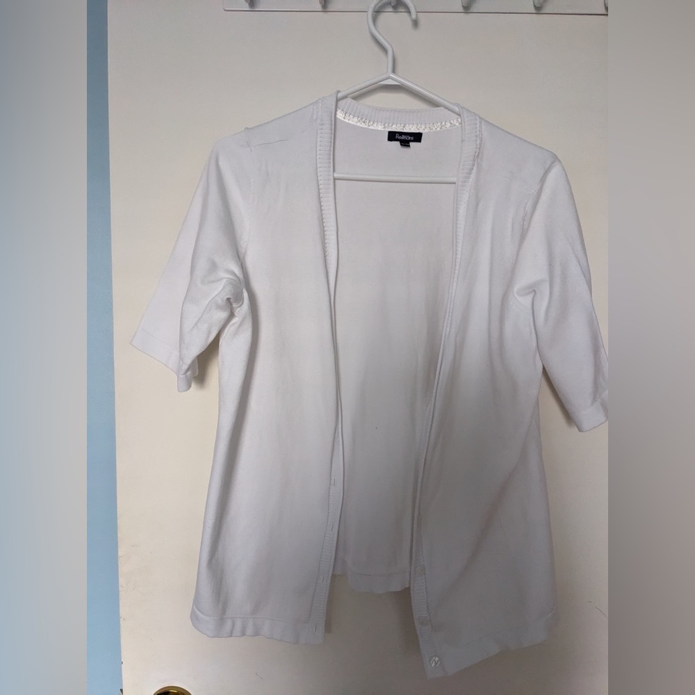 White Open Front Cardigan
